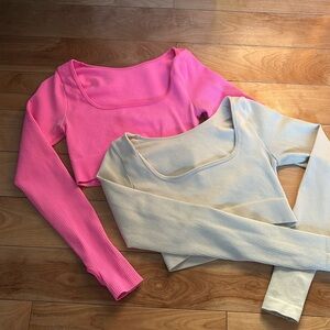 Square Cut Long Sleeve Crop Tops